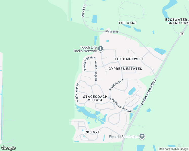 map of restaurants, bars, coffee shops, grocery stores, and more near 3647 Austin Range Drive in Pasco County