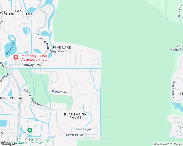 map of restaurants, bars, coffee shops, grocery stores, and more near 23850 Hastings Way in Land O' Lakes