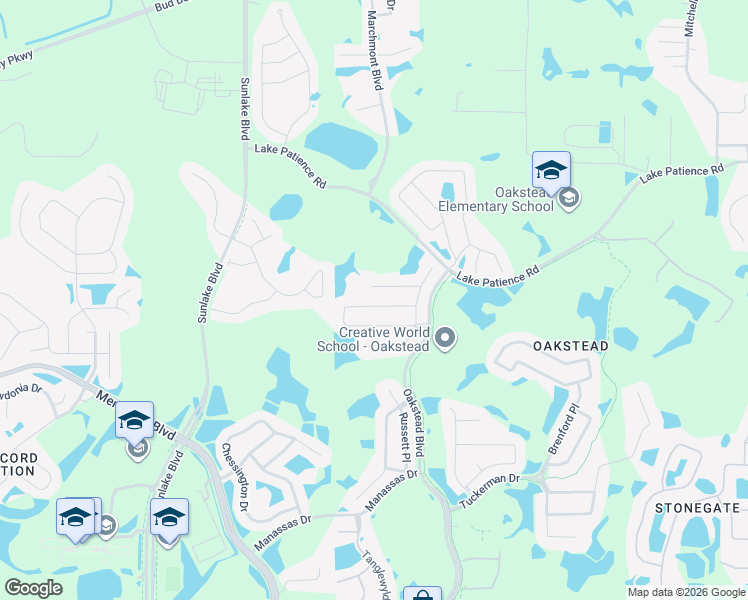 map of restaurants, bars, coffee shops, grocery stores, and more near 19134 Weymouth Drive in Land O' Lakes