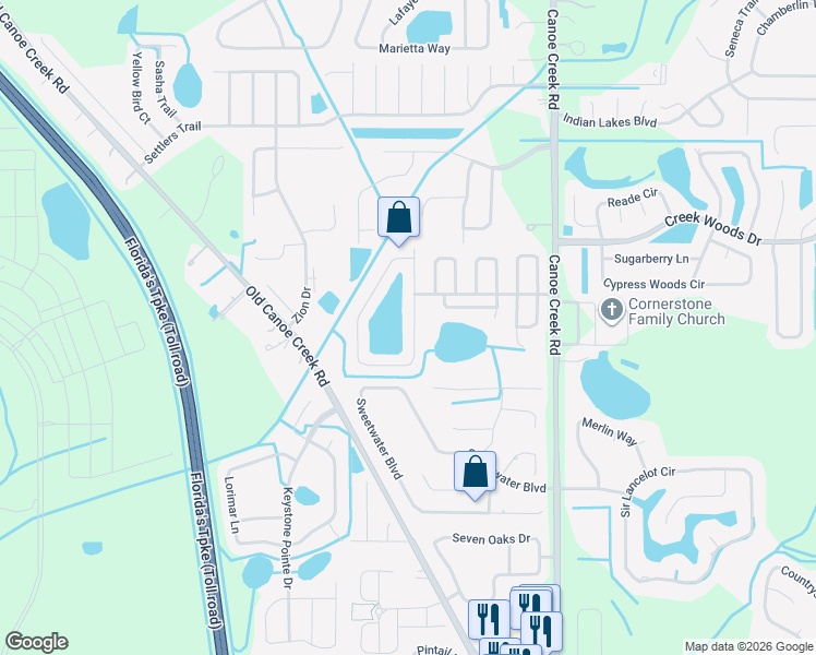 map of restaurants, bars, coffee shops, grocery stores, and more near 2934 Elbib Drive in Saint Cloud