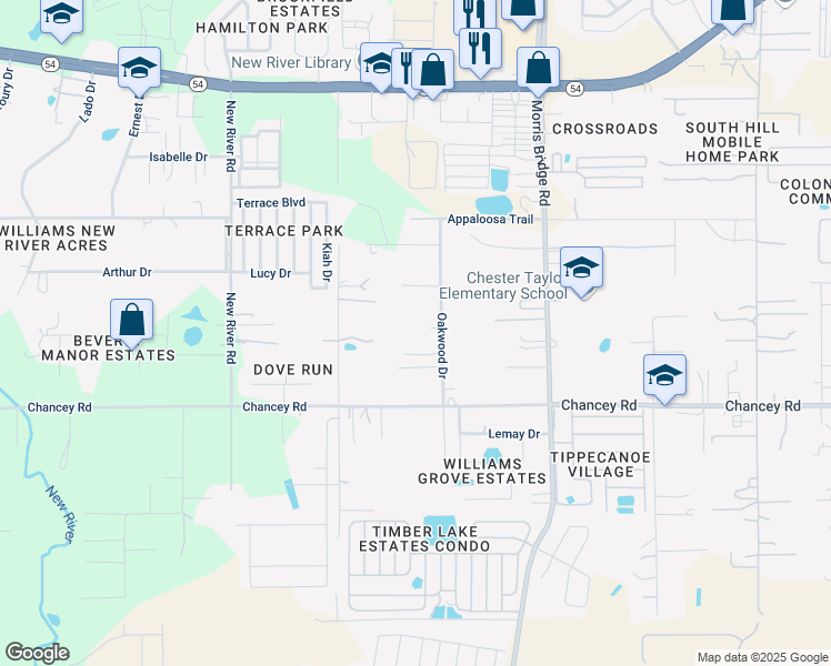 map of restaurants, bars, coffee shops, grocery stores, and more near 3701 Oakwood Drive in Zephyrhills