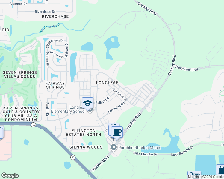 map of restaurants, bars, coffee shops, grocery stores, and more near 3534 Diaz Street in New Port Richey