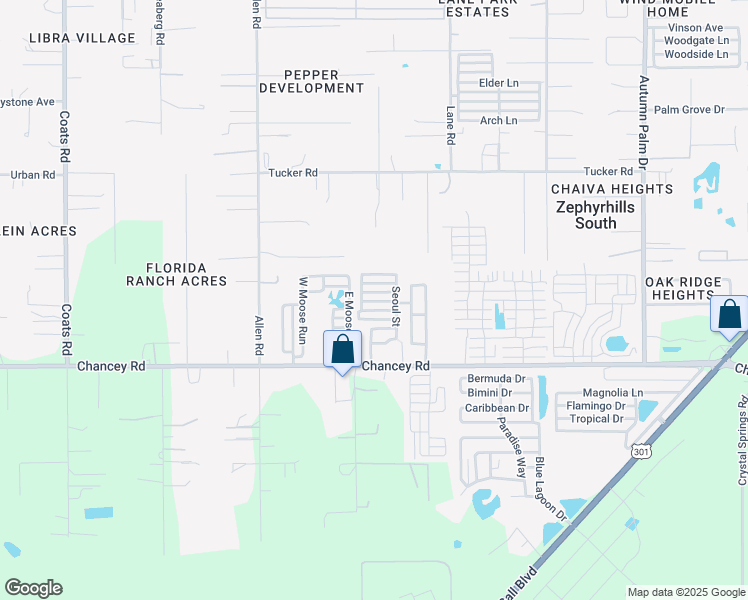 map of restaurants, bars, coffee shops, grocery stores, and more near 103 Sidney Street in Zephyrhills