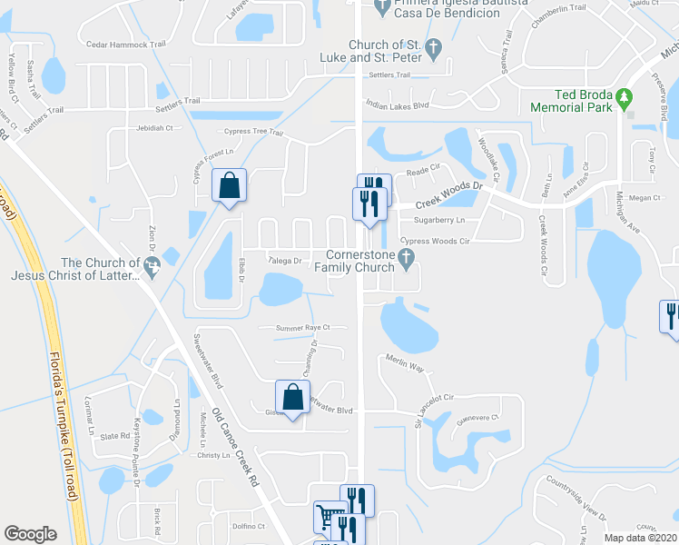 map of restaurants, bars, coffee shops, grocery stores, and more near 2962 Leba Ln in St Cloud