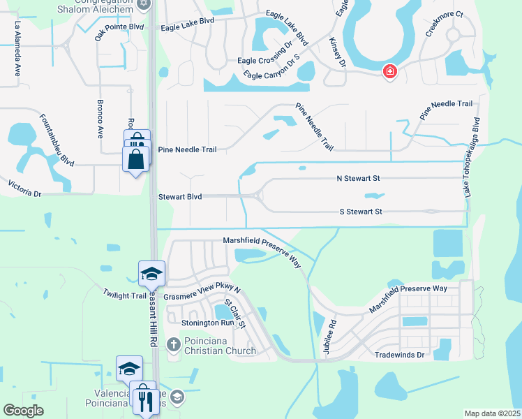 map of restaurants, bars, coffee shops, grocery stores, and more near 3010 South Stewart Street in Kissimmee