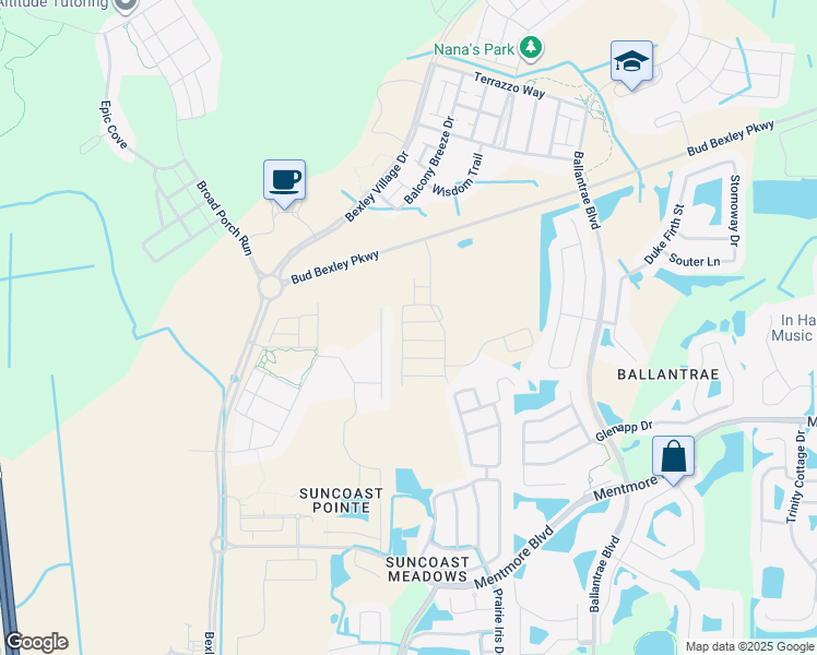 map of restaurants, bars, coffee shops, grocery stores, and more near 17202 Amber Aspen Way in Land O' Lakes