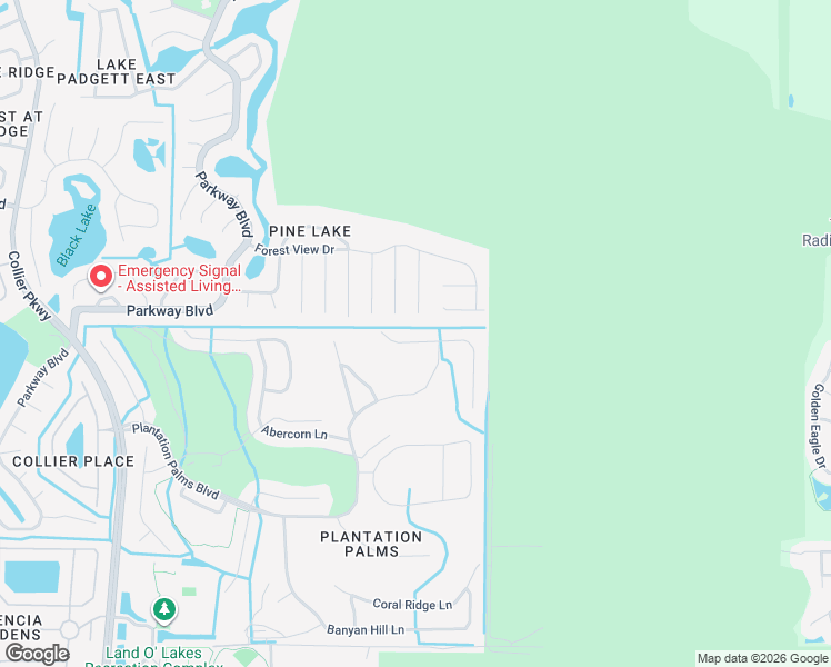 map of restaurants, bars, coffee shops, grocery stores, and more near 23815 Hastings Way in Land O' Lakes