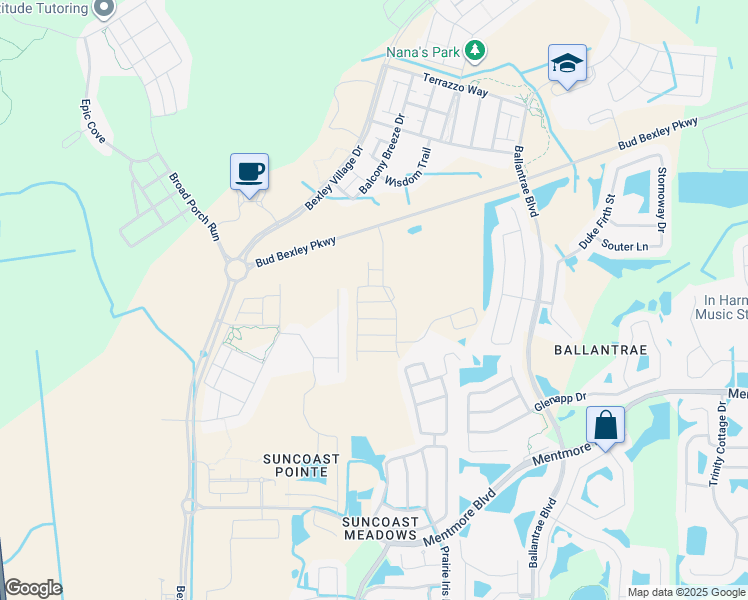 map of restaurants, bars, coffee shops, grocery stores, and more near 17202 Amber Aspen Way in Land O' Lakes