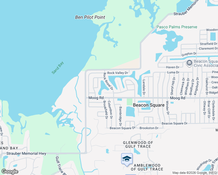 map of restaurants, bars, coffee shops, grocery stores, and more near 3559 Rock Royal Drive in Holiday