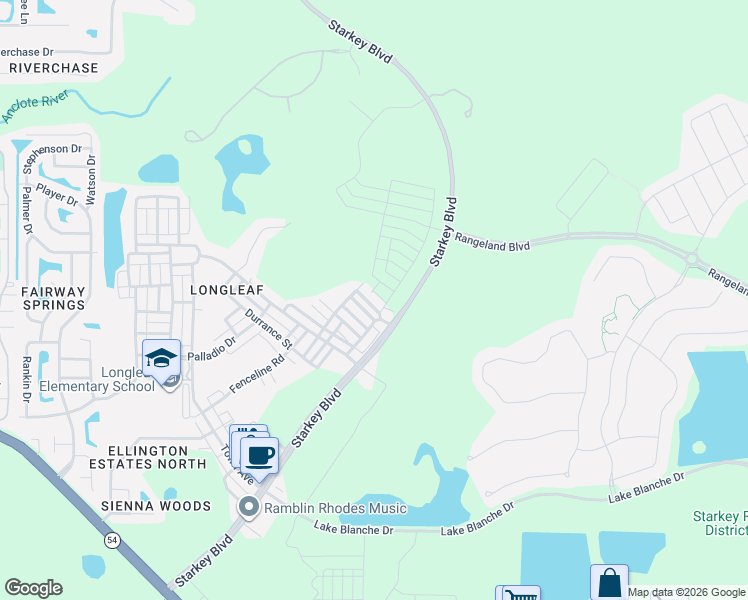 map of restaurants, bars, coffee shops, grocery stores, and more near 10746 Doc Brittle Street in New Port Richey