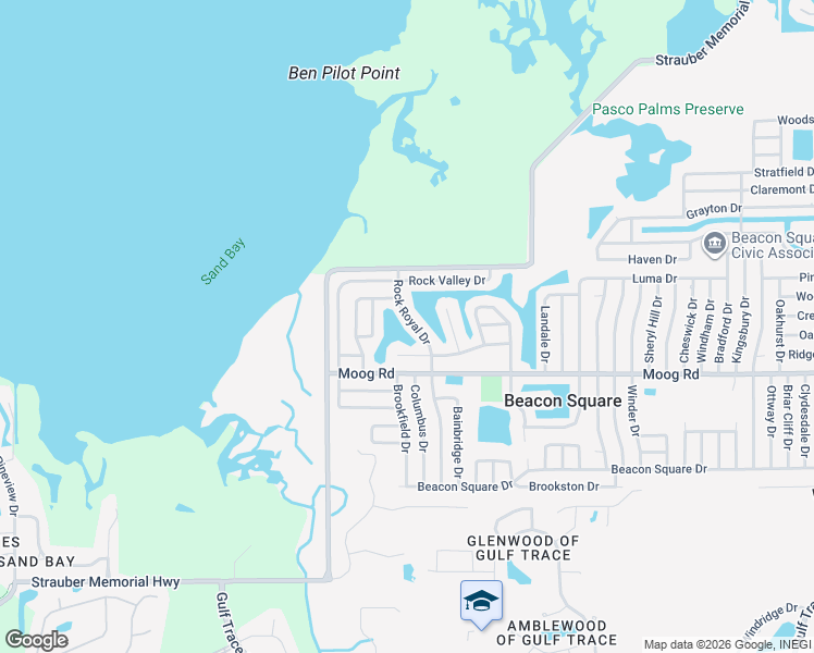map of restaurants, bars, coffee shops, grocery stores, and more near 3611 Rock Royal Drive in Holiday