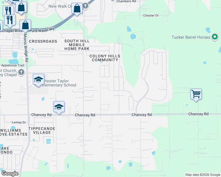 map of restaurants, bars, coffee shops, grocery stores, and more near 35208 Lindsey Lane in Zephyrhills