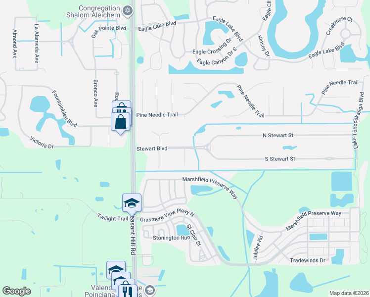 map of restaurants, bars, coffee shops, grocery stores, and more near 3177 Stewart Boulevard in Kissimmee