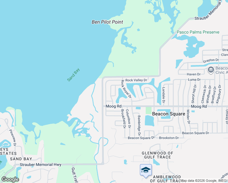 map of restaurants, bars, coffee shops, grocery stores, and more near 3670 Rockaway Drive in Holiday