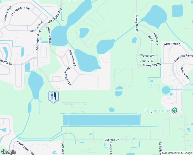map of restaurants, bars, coffee shops, grocery stores, and more near 5061 Preserve Boulevard in St. Cloud