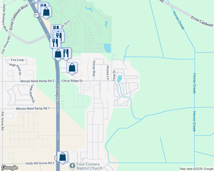 map of restaurants, bars, coffee shops, grocery stores, and more near 131 Manoel Lane in Davenport