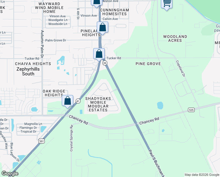 map of restaurants, bars, coffee shops, grocery stores, and more near 3718 Castle Drive in Zephyrhills