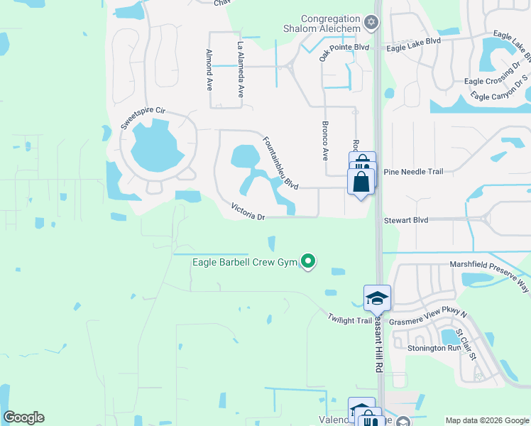 map of restaurants, bars, coffee shops, grocery stores, and more near 3030 Victoria Drive in Kissimmee