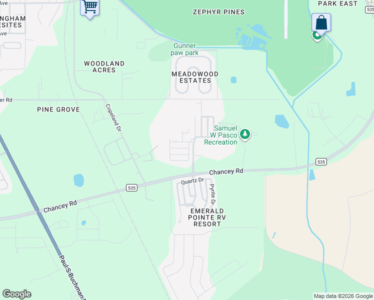 map of restaurants, bars, coffee shops, grocery stores, and more near 3747 Prairie Dunes Street in Zephyrhills