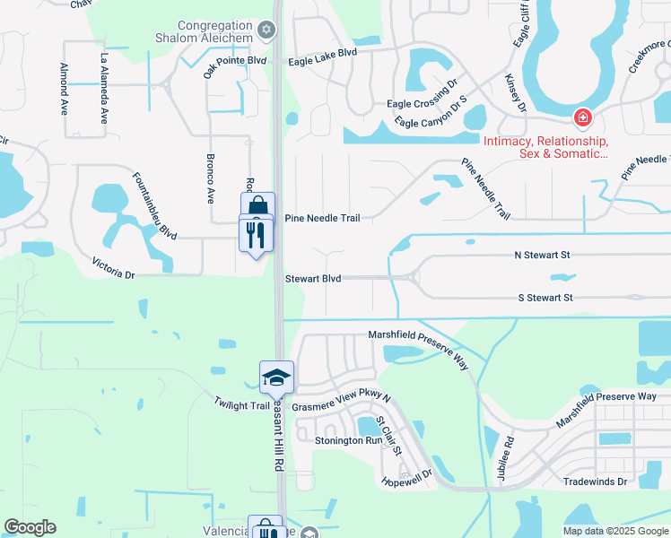 map of restaurants, bars, coffee shops, grocery stores, and more near 3425 Stewart Boulevard in Kissimmee