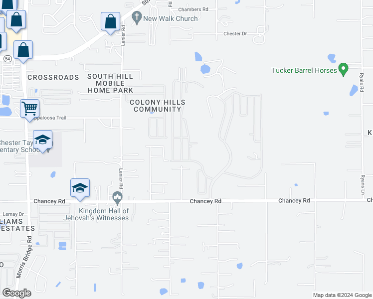 map of restaurants, bars, coffee shops, grocery stores, and more near 3912 Bubba Drive in Zephyrhills
