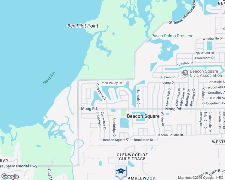 map of restaurants, bars, coffee shops, grocery stores, and more near 3632 Delta Place in Holiday