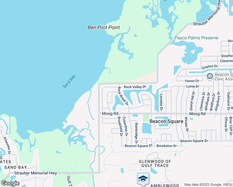 map of restaurants, bars, coffee shops, grocery stores, and more near 3678 Rockaway Drive in Holiday