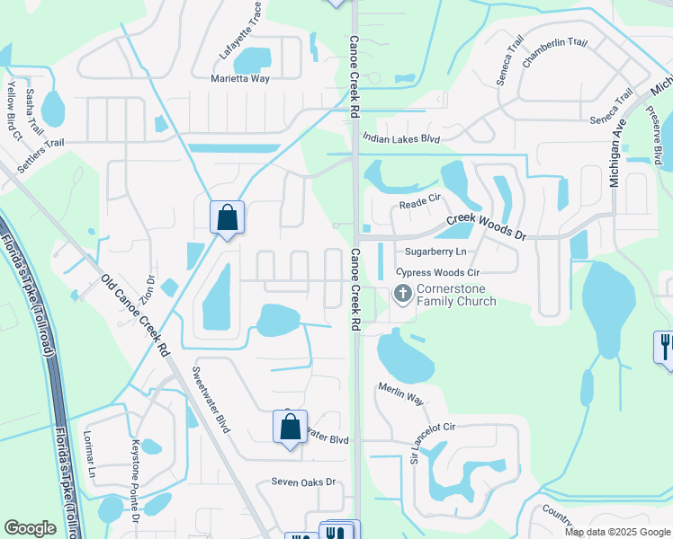 map of restaurants, bars, coffee shops, grocery stores, and more near 2945 Canoe Circle in St. Cloud