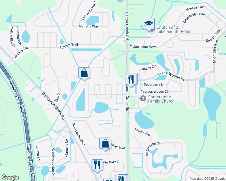 map of restaurants, bars, coffee shops, grocery stores, and more near 2945 Cialella Pass in St. Cloud