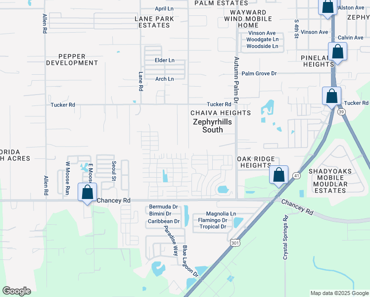 map of restaurants, bars, coffee shops, grocery stores, and more near 3745 Court Street in Zephyrhills