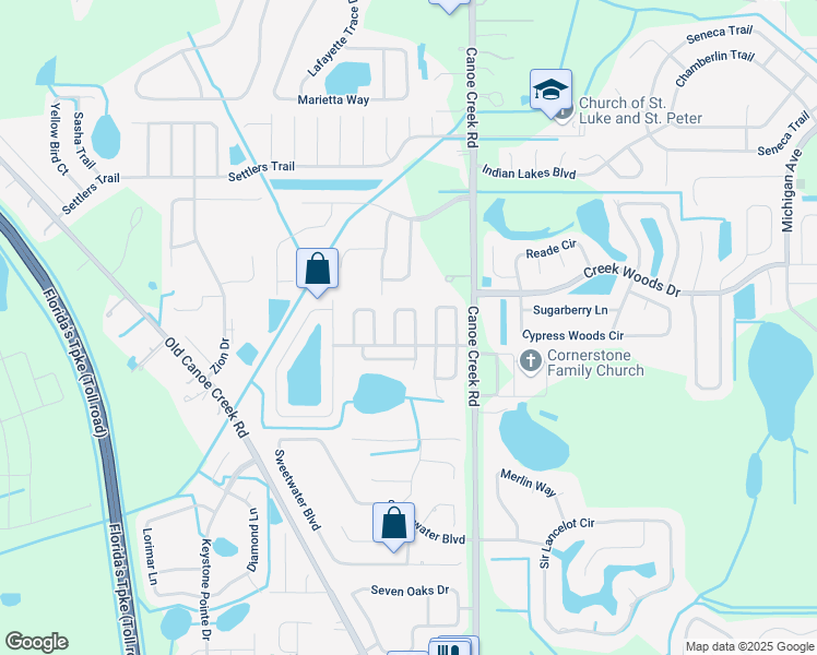 map of restaurants, bars, coffee shops, grocery stores, and more near 2943 Cialella Pass in St. Cloud