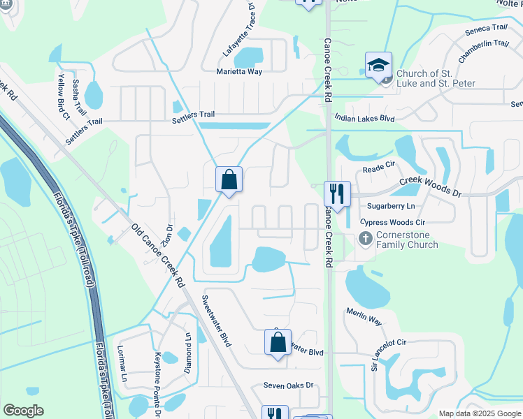 map of restaurants, bars, coffee shops, grocery stores, and more near 2945 Noah Circle in St. Cloud