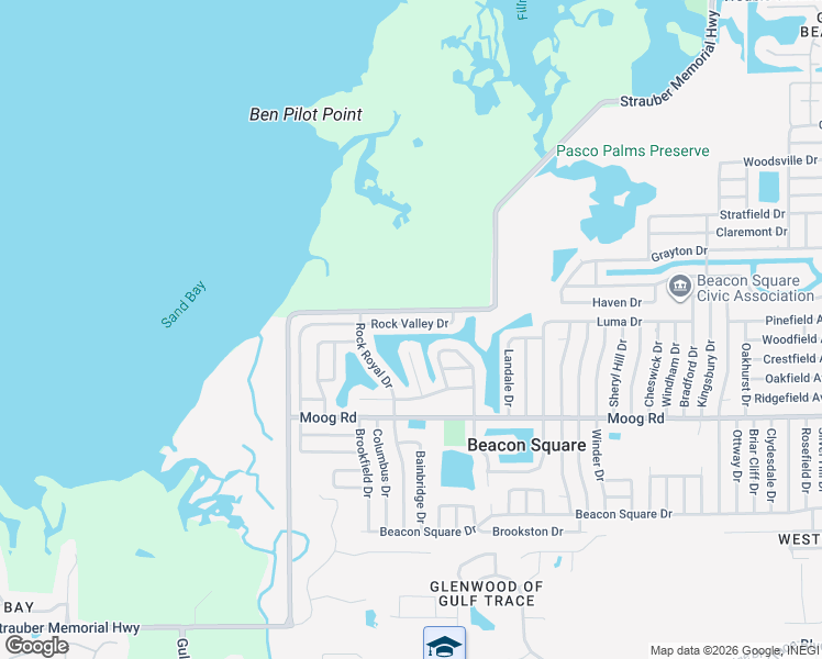map of restaurants, bars, coffee shops, grocery stores, and more near 3632 Delta Place in Holiday