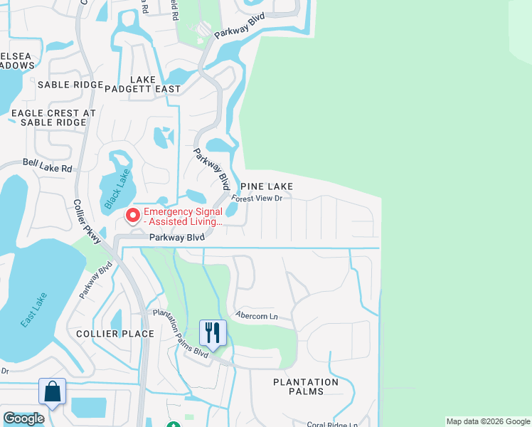 map of restaurants, bars, coffee shops, grocery stores, and more near 3901 Hollow Oak Place in Land O' Lakes