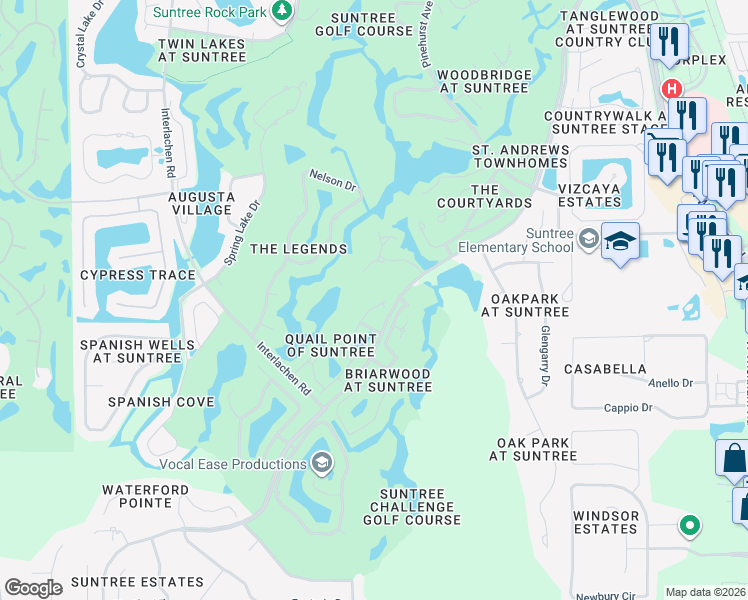 map of restaurants, bars, coffee shops, grocery stores, and more near 804 Ridge Lake Drive in Melbourne