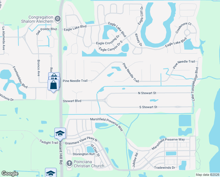 map of restaurants, bars, coffee shops, grocery stores, and more near 2900 Shortleaf Court in Kissimmee