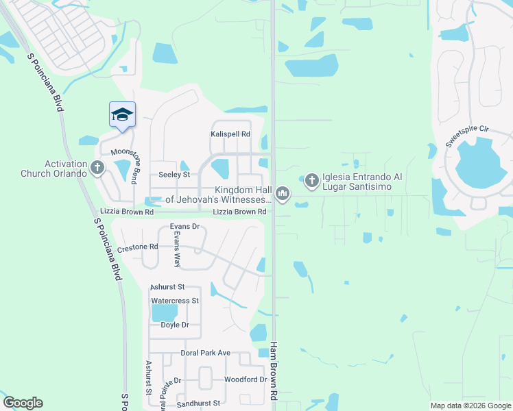 map of restaurants, bars, coffee shops, grocery stores, and more near 4647 Caverns Drive in Kissimmee