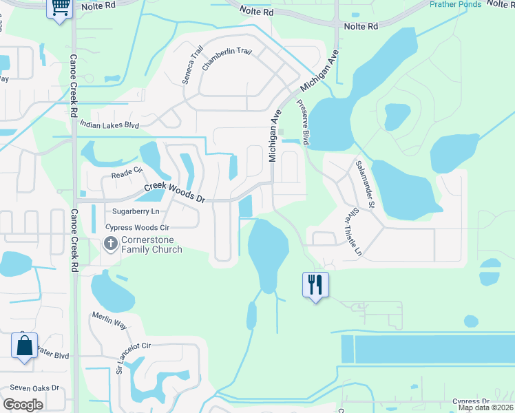 map of restaurants, bars, coffee shops, grocery stores, and more near 1104 Craig Court in St. Cloud