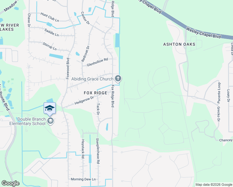 map of restaurants, bars, coffee shops, grocery stores, and more near 3846 Fox Ridge Boulevard in Zephyrhills