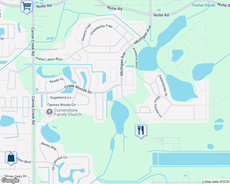 map of restaurants, bars, coffee shops, grocery stores, and more near 1106 Craig Court in Saint Cloud