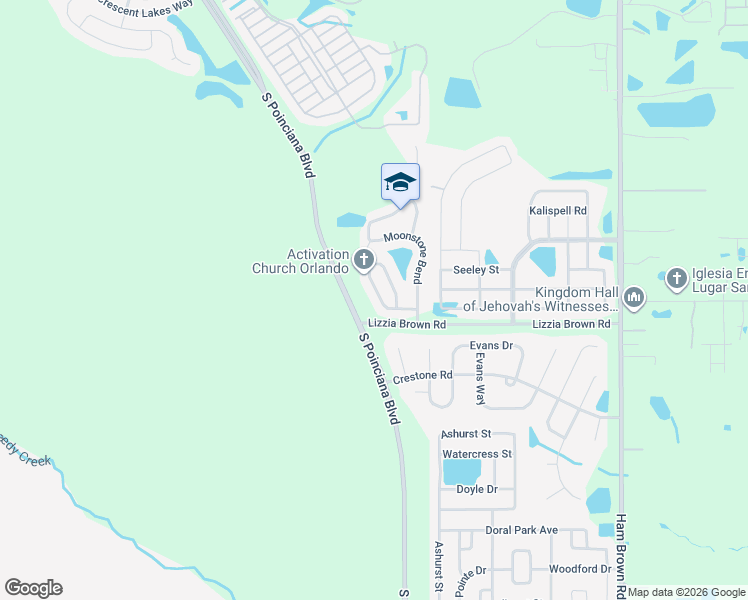 map of restaurants, bars, coffee shops, grocery stores, and more near 2906 Tanzanite Terrace in Kissimmee
