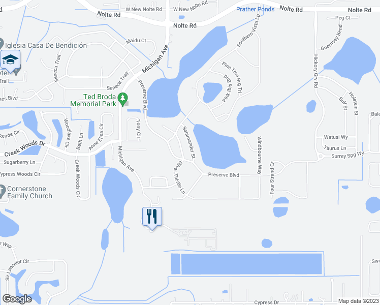 map of restaurants, bars, coffee shops, grocery stores, and more near 4760 Salamander Street in Saint Cloud