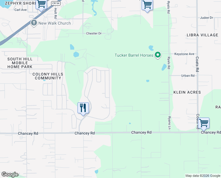 map of restaurants, bars, coffee shops, grocery stores, and more near 3801-4099 Ranger Parkway in Zephyrhills