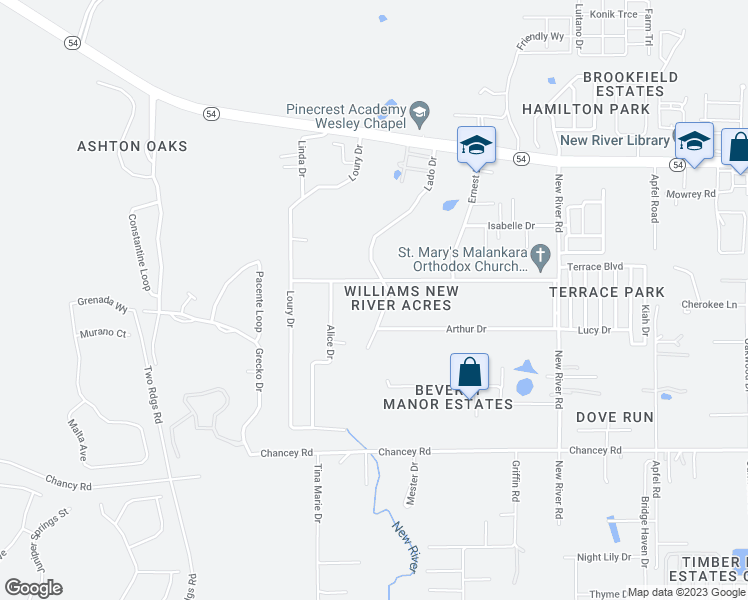 map of restaurants, bars, coffee shops, grocery stores, and more near 3847 Lado Drive in Zephyrhills