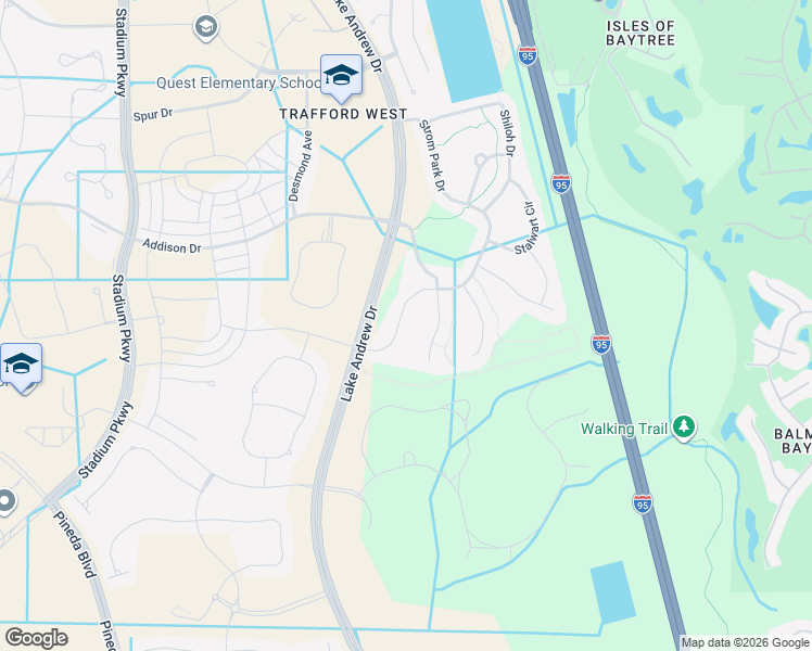 map of restaurants, bars, coffee shops, grocery stores, and more near 8021 Strom Park Drive in Melbourne