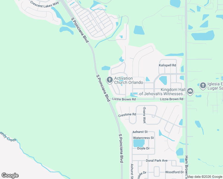 map of restaurants, bars, coffee shops, grocery stores, and more near 2906 Tanzanite Terrace in Kissimmee
