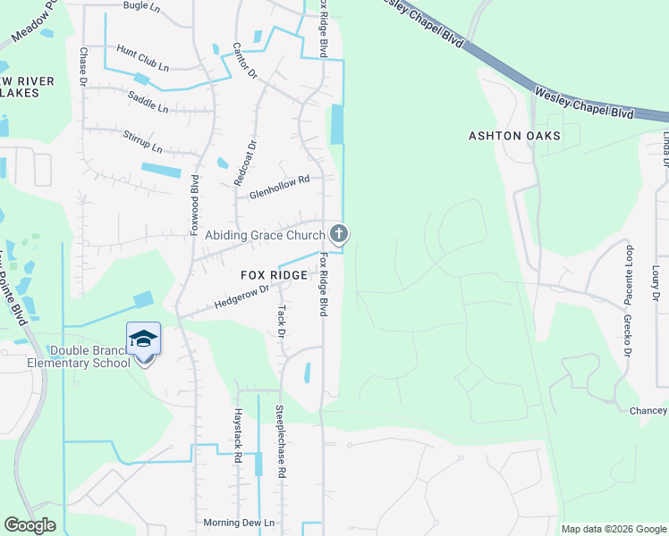map of restaurants, bars, coffee shops, grocery stores, and more near 3846 Fox Ridge Boulevard in Zephyrhills