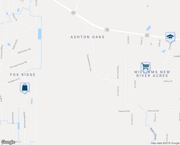 map of restaurants, bars, coffee shops, grocery stores, and more near 3911 Constantine Loop in Wesley Chapel