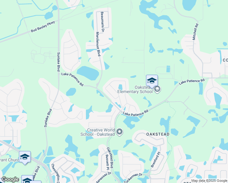 map of restaurants, bars, coffee shops, grocery stores, and more near 3853 Judson Drive in Land O' Lakes