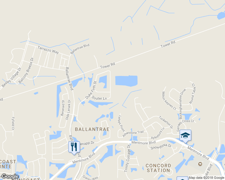 map of restaurants, bars, coffee shops, grocery stores, and more near 3840 Stornoway Drive in Land O' Lakes